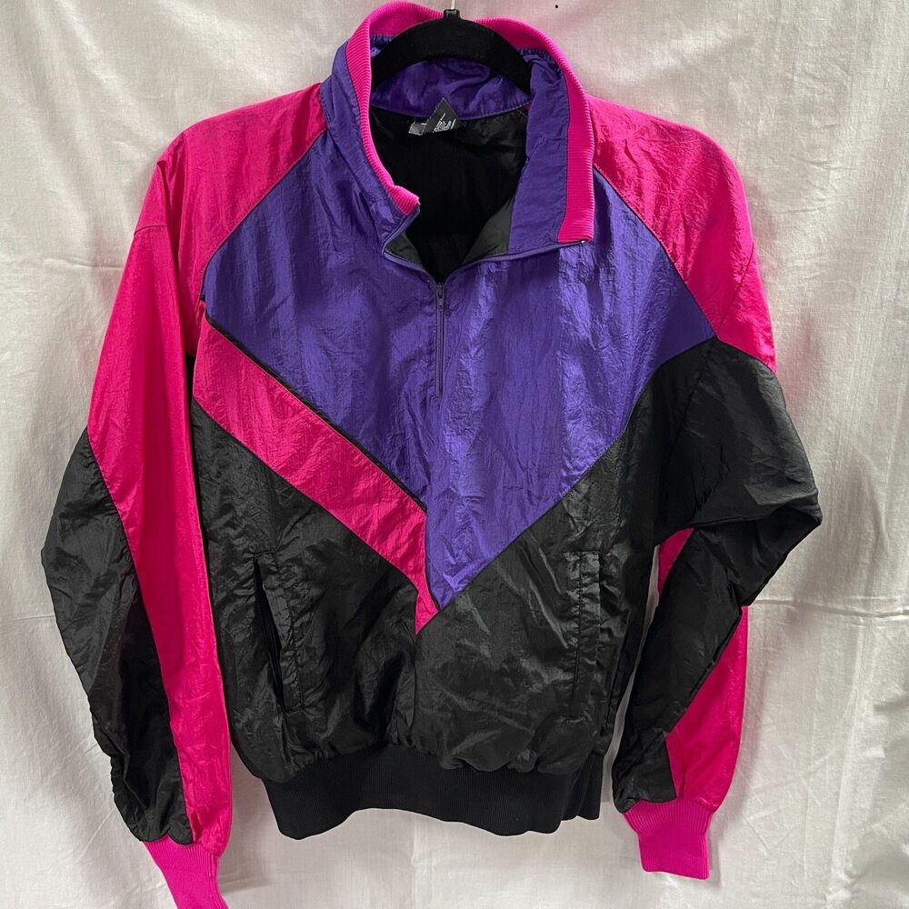 Sunbuster Lightweight Windbreaker Jacket Vtg 80s Purple Pink Medium